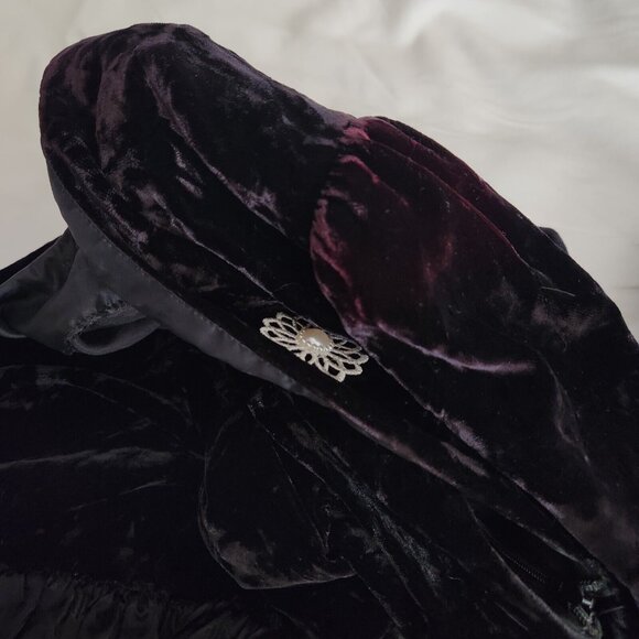 Vtg 80s Witchcore Black Velvet Dress 6 Drop Waist Ruffle Skirt Witchy Grunge - Picture 11 of 16